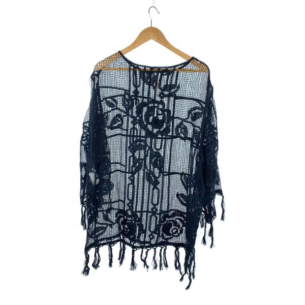 AMERI◆ニット・セーター(薄手)/FREE/コットン/BLK/総柄/0225101610910