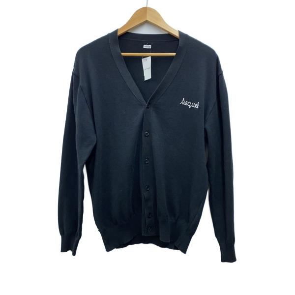 SEQUEL◆23SS/KNIT CARDIGAN/L/コットン/BLK/SQ-23SS-KN-01...