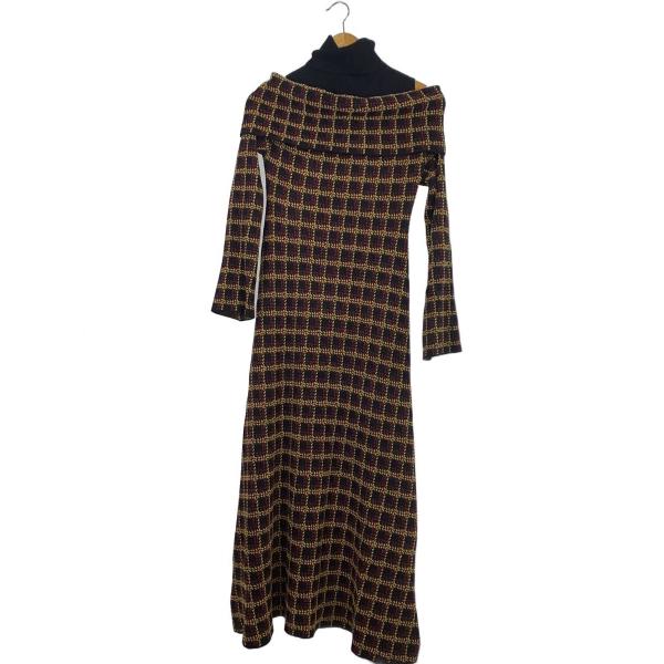 AMERI◆長袖ワンピース/S/レーヨン/YLW/チェック/0224205930770