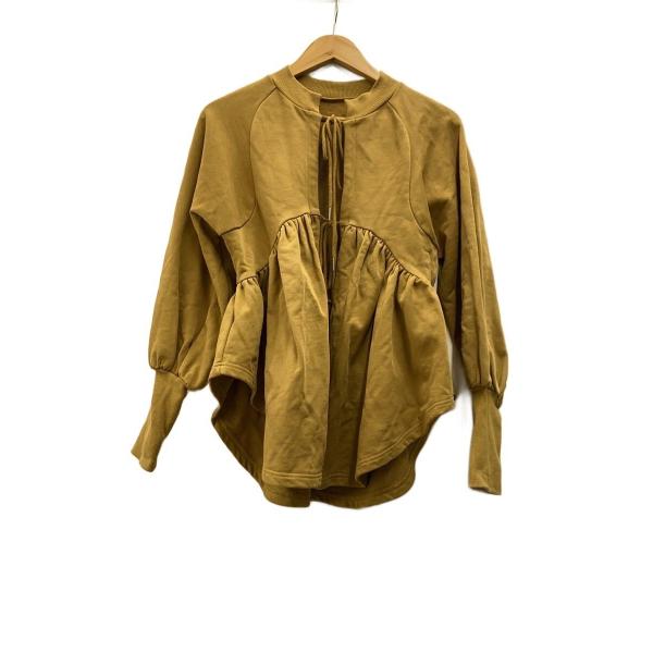 AMERI◆SYMMETRY PEPLUM SWEAT TOP/FREE/コットン/CML/無地/0...