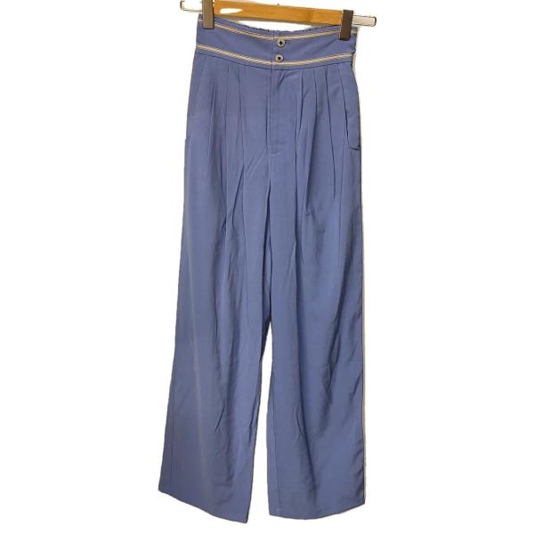 AMERI◆HIGH WAIST STRAIGHT PANTS/XS/レーヨン/BLU/無地/022...