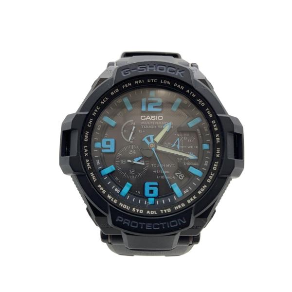 CASIO◆ソーラー腕時計・G-SHOCK/アナログ/ラバー/BLK/BLK//