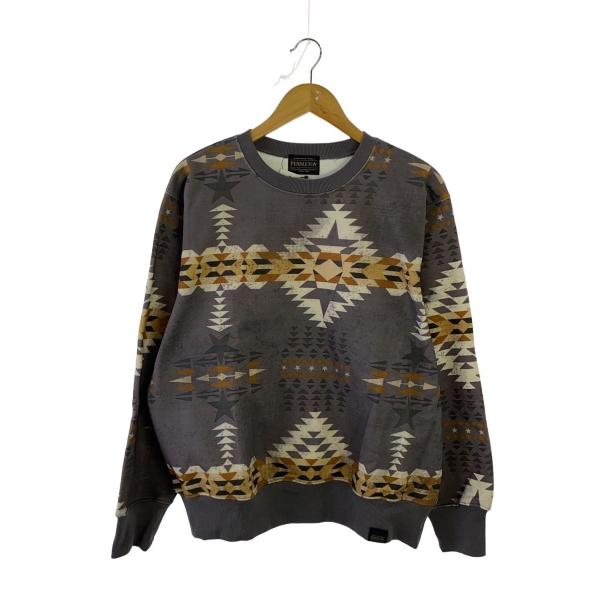 PENDLETON◆スウェット/2/コットン/GRY/総柄