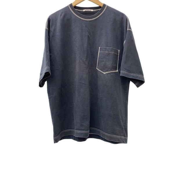 AURALEE◆Tシャツ/4/コットン/BLK/A22ST01PS/HIGH DENSITY ORG...