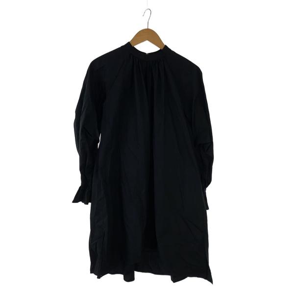AMERI◆長袖ワンピース/FREE/コットン/BLK/無地