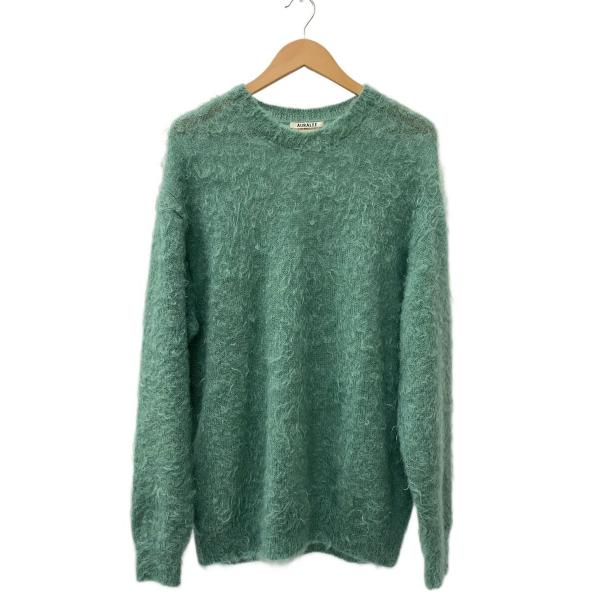 AURALEE◆Brushed Super Kid Mohair Knit P/O/4/モヘア/BL...