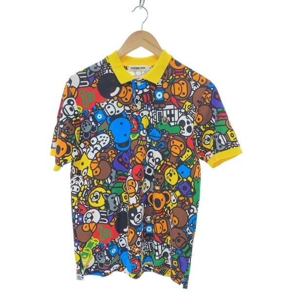 A BATHING APE◆milo animal Safari/ポロシャツ/M/コットン/マルチカ...