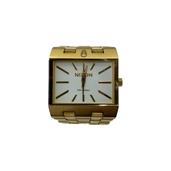 NIXON◆クォーツ腕時計/アナログ/ステンレス/WHT/GLD/SS//