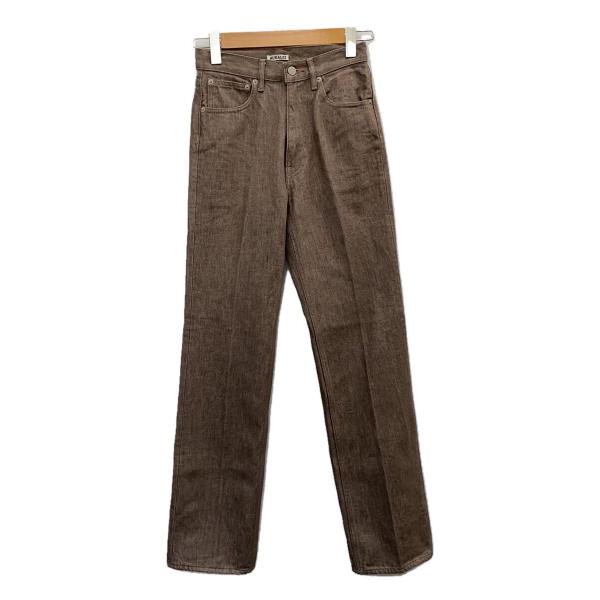 AURALEE◆HARD TWIST BROWN DENIM 5P PANTS/24/コットン/BR...