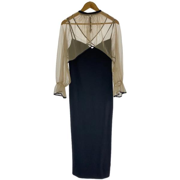 AMERI◆キャミワンピース/M/ポリエステル/BLK/無地/02210530880/袖ヴェール付