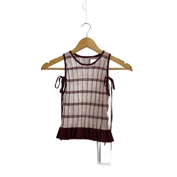 AMERI◆22ss/MEDI PURIPURI SHORT KNIT TOP/FREE/コットン/...