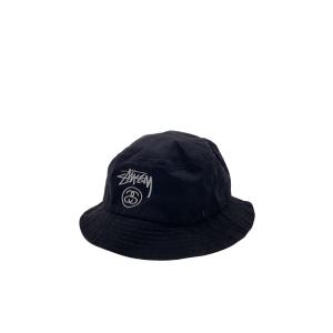 STUSSY◆バケットハット/S/コットン/BLK/メンズ