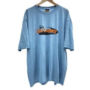 STUSSY◆WORK SHOP SWIRL TEE/Tシャツ/XXL/コットン/BLU//