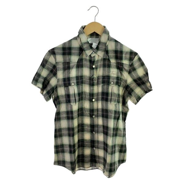 PPFM◆ウエスタンシャツ/半袖シャツ/M/コットン/GRN/オンブレCK/35-13IK2A