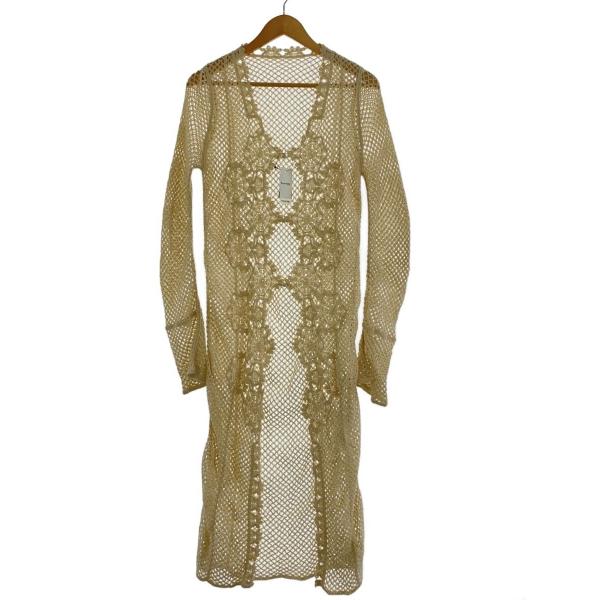 AMERI◆CROCHET LIKE FLOWER LONG TOP/FREE/コットン/ベージュ/...