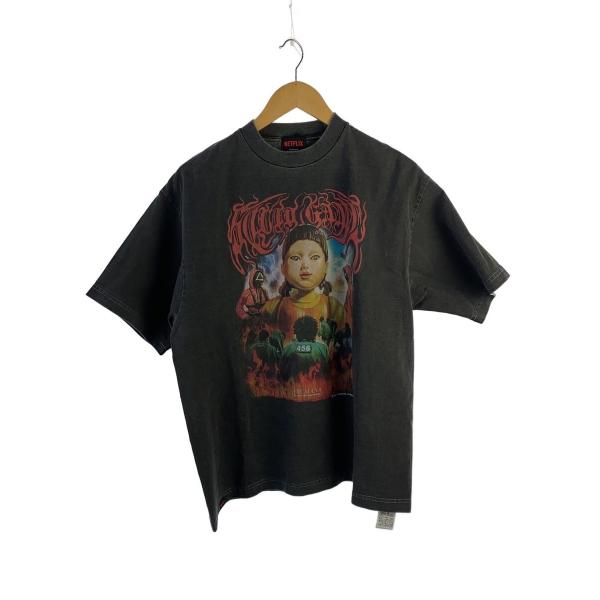 NETFLIX/イカゲーム/Tシャツ/M/コットン/GRY/プリント//