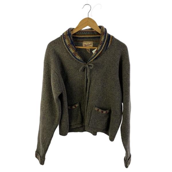 Woolrich◆90s/香港製/カーディガン(厚手)/M/ウール/GRY