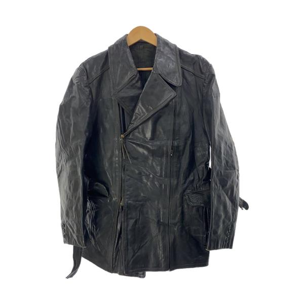 EURO VINTAGE◆モーターサイクルコート/54/レザー/BLK