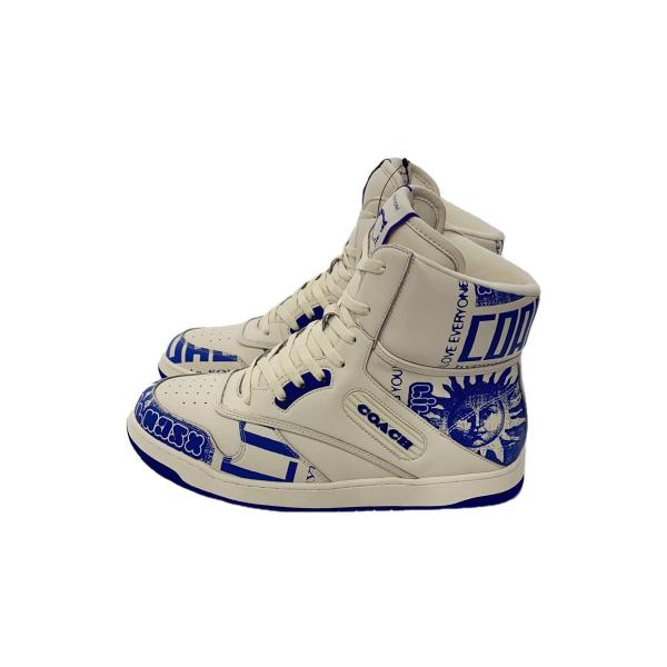 COACH◆ハイカットスニーカー/US10/CRM/C202/クリーム/ブルー/青/LIL NAS ...