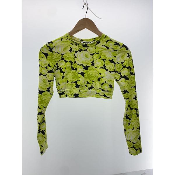 MSGM◆トップス/S/ナイロン/イエロー/蛍光グリーン/バラ/スポーツウェア/総柄