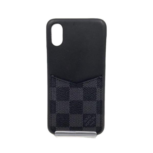 LOUIS VUITTON◆iPhone・バンパーXSMAX_モノグラム_BLK/牛革/BLK/メン...