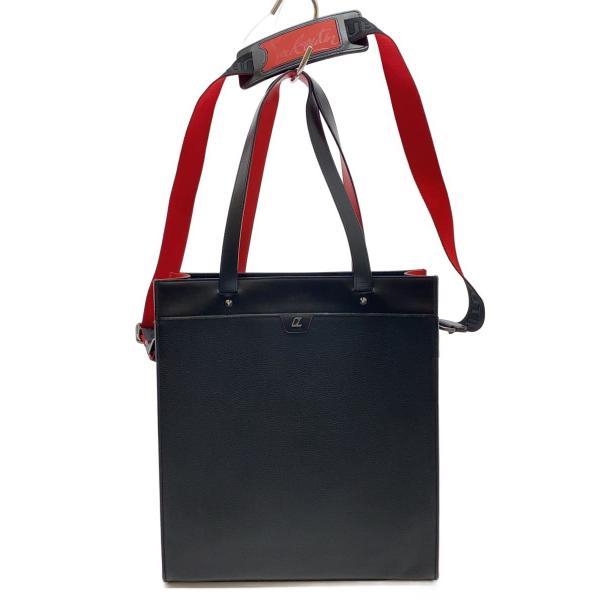 Christian Louboutin◆トートバッグ/レザー/BLK/無地/1225141