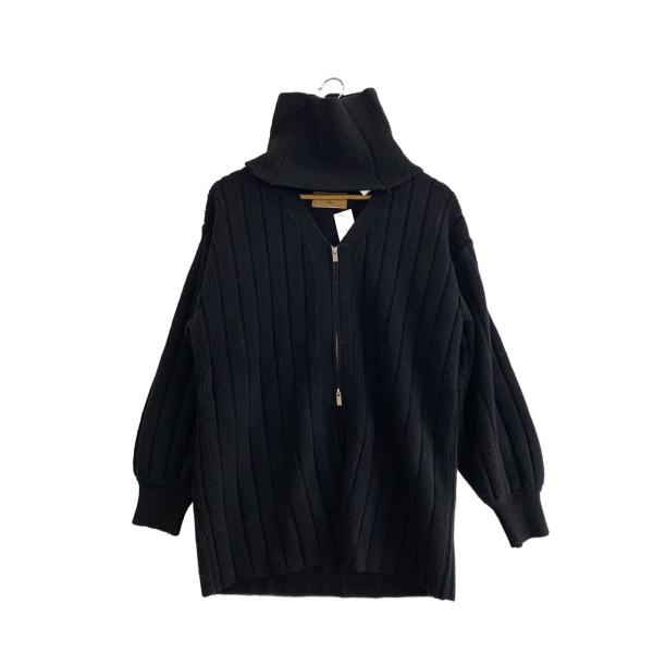 AMERI◆カーディガン(厚手)/FREE/ポリエステル/BLK/無地/02320120450