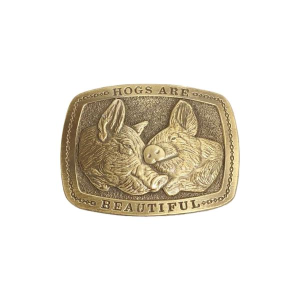 バックル/HOGS ARE BEAUTIFUL/80s/USA製/シルバー//
