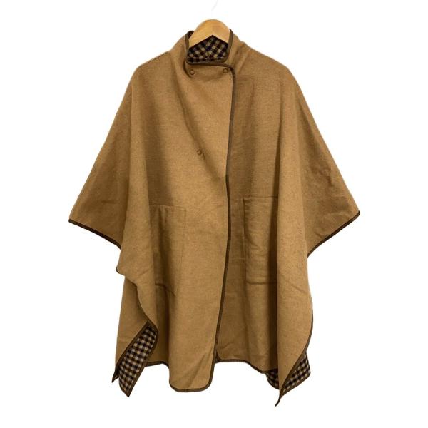AMERI◆REVERSIBLE COLOR PONCHO C/ポリエステル/キャメル/チェック/0...