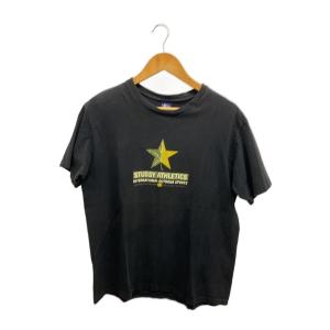 STUSSY◆90s/紺タグ/ATHLETICS/USA製/フェード有/Tシャツ/L/コットン/BLK//