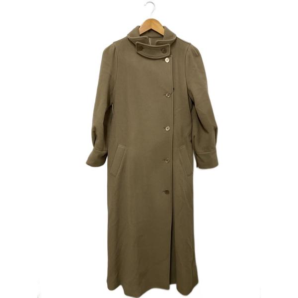 AMERI◆POOFY FLARE LONG COAT/M/ウール/BRW/無地/010207305...