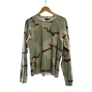 STUSSY◆Basic Stock Thermal/長袖Tシャツ/M/コットン/KHK/カモフラ//