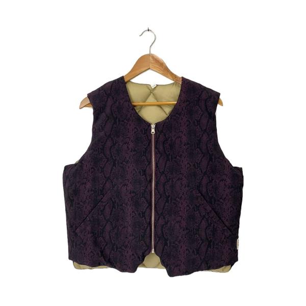 STUSSY◆PYTHON REVERSIBLE VEST/ダウンベスト/S/ナイロン/パープル/無...