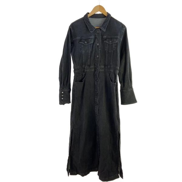 AMERI◆シャツワンピース/S/コットン/ブラック/0124205610770