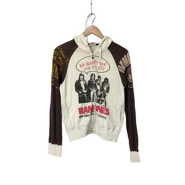 HYSTERIC GLAMOUR◆ジップパーカー/FREE/コットン/ホワイト/総柄/2CF-728...