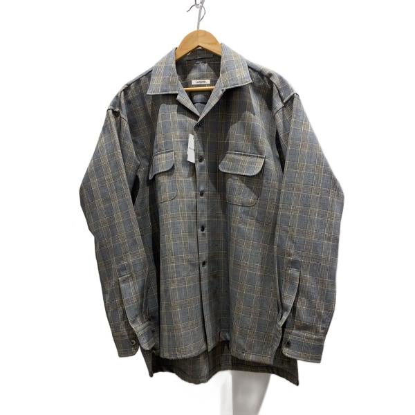 INTERIM◆長袖シャツ/5/ウール/GRY/チェック//