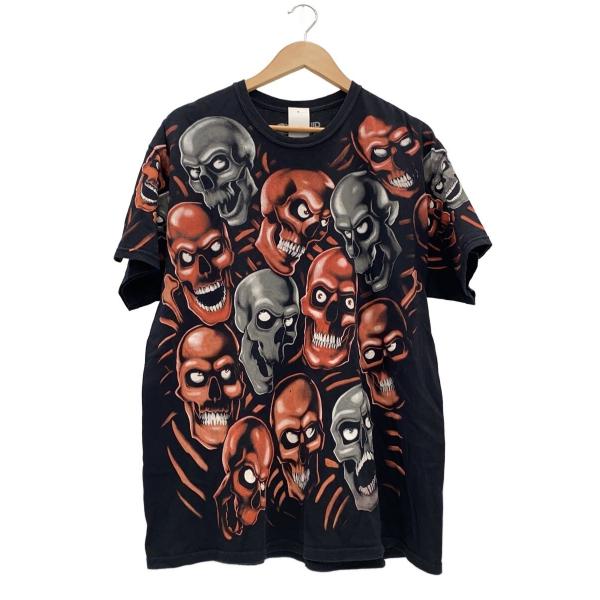 Skull/LIQUID BLUE/Tシャツ/XL/コットン/BLK/プリント