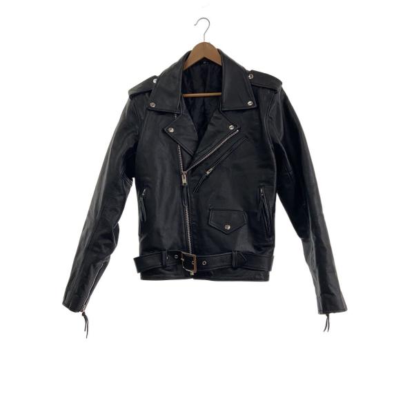 FREEDOM◆ダブルライダースジャケット/46/レザー/BLK