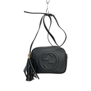 GUCCI◆スモール・ディスコバッグ_ソーホー/レザー/BLK/無地