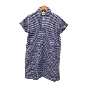 DANTON◆ラウンドカラー/半袖ワンピース/36/コットン/BLU/ギンガムCK/JD-3510｜ssol-shopping