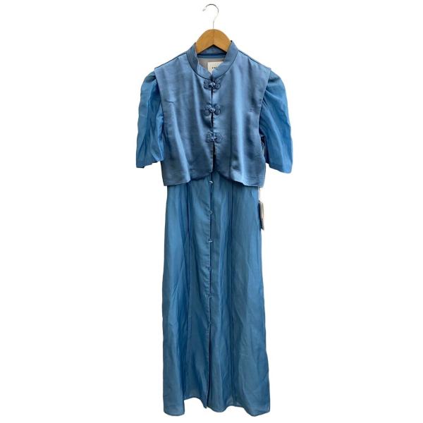 AMERI◆半袖ワンピース/S/ポリエステル/BLU/無地/02110541400