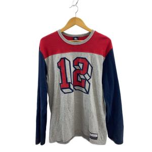 STUSSY◆ラグラン/12/長袖Tシャツ/M/コットン/GRY/色褪有