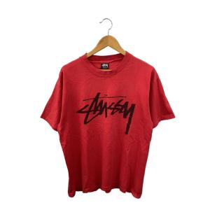 STUSSY◆80S/黒タグ/USA製/Tシャツ/L/コットン/RED//OLD