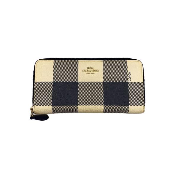 COACH◆長財布/PVC/BLK/チェック/メンズ/F25966//