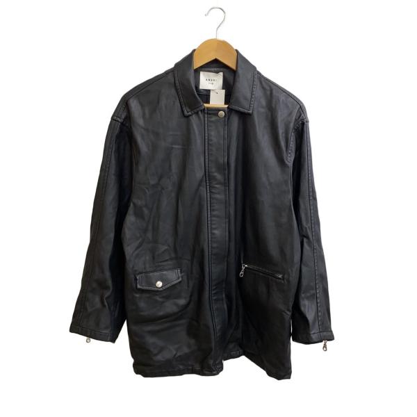 AMERI◆レザージャケット・ブルゾン/FREE/フェイクレザー/BLK/01110630160/G...