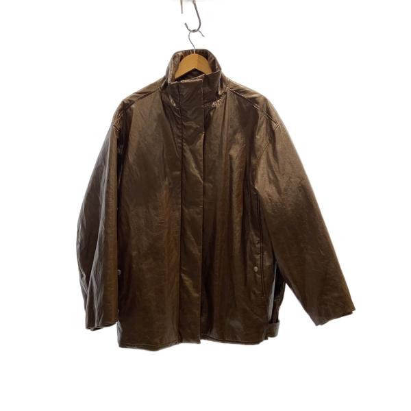 AMERI◆レザージャケット・ブルゾン/M/ポリエステル/BRW/無地/01320690400