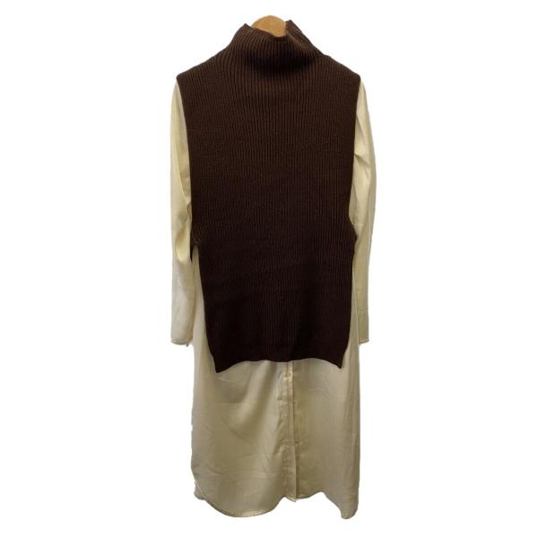 AMERI◆VEST LAYERED SHIRT DRESS/M/アクリル/ブラウン/0102053...