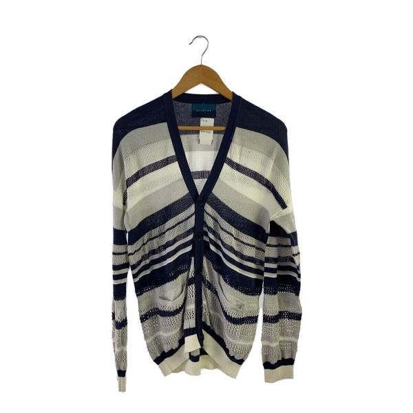 doublet◆MULTI GAUZE×MULTI BORDER CARDIG/M/コットン/NVY...