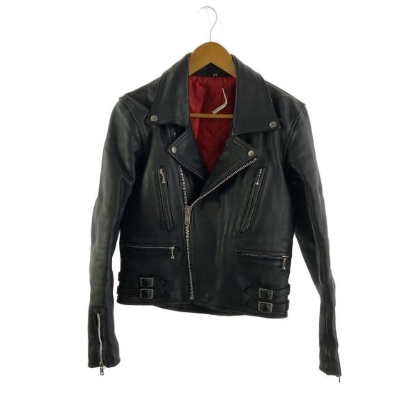 FREEDOM◆ダブルライダースジャケット/34/牛革/BLK