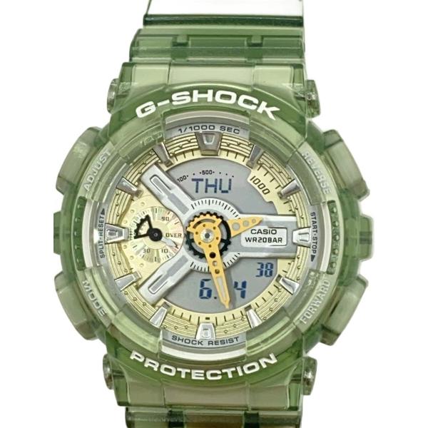CASIO◆クォーツ腕時計_G-SHOCK/デジアナ/ラバー/GLD/GRN/SS//